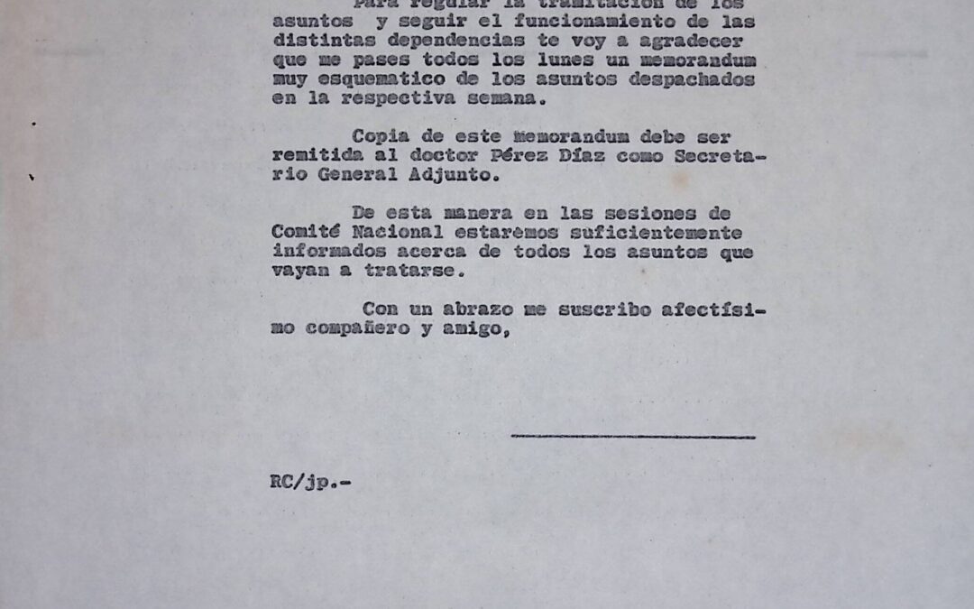 1965. Enero, 22. Carta de Rafael Caldera a Enrique Acevedo Berti