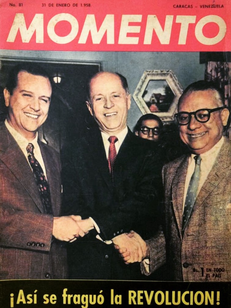 Rafael Caldera, Jóvito Villalba y Rómulo Betancourt en 1958. 
