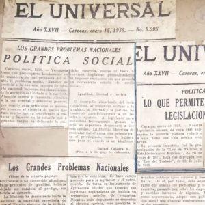 1936. Enero, 15. El Universal: Política Social (Los grandes problemas nacionales).