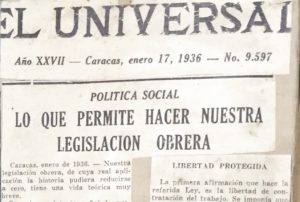 1936. Enero, 17. El Universal: Lo que permite hacer nuestra legislación obrera.