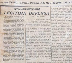 1936. Mayo, 3. Legítima defensa
