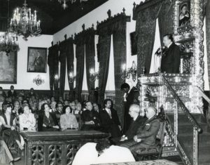 1979. Abril, 20. En el paraninfo del Palacio de las Academias durante homenaje de la UCV a Rafael Caldera.