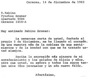 1983. Diciembre, 14. Respuesta a Pynchas Brener.