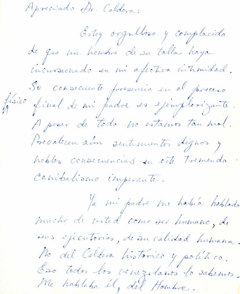 1985. Febrero, 15. Carta de Martín Pérez Guevara (hijo) a Rafael Caldera