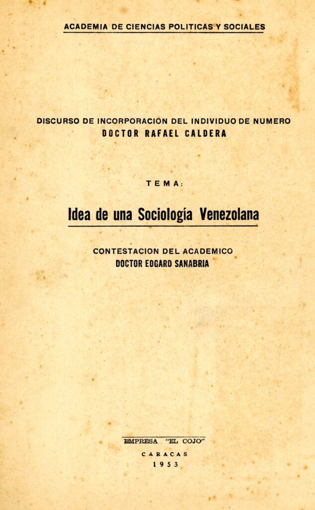 Idea de una sociología venezolana (1953)