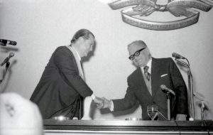 Rafael Caldera y Gonzalo Barrios. 1974 Marzo 6 Último Mensaje al Congreso
