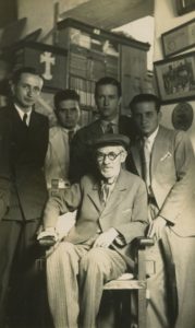 1936. Visita a Tulio Febres Cordero, acompañado con Pedro José Lara Peña, Víctor Giménez Landínez y Edmundo Izarra.