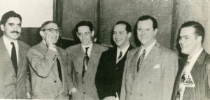 1948. Rafael Caldera en la dirección de El Gráfico, Luis Herrera Campins, Pedro del Corral, Miguel Angel Landáez, Lorenzo Fernández y Francisco De Guruceaga.
