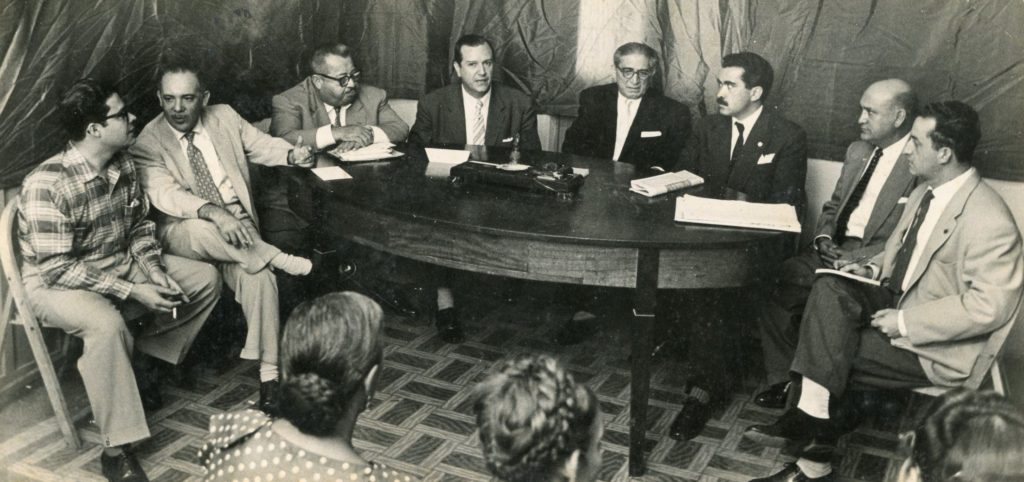 1958. Pedro Pablo Aguilar, Ezequiel Monsalve Casado, Patrocinio Peñuela, Pedro del Corral, Luis Herrera Campíns, Francisco Romero Lobo y Rodolfo José Cárdenas.