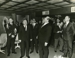 1971. Marzo, 15. Junto a José Chepino Gerbasi en la inauguración de la Casa Nacional del Periodista.