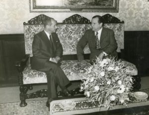 1973. Julio, 13. Visita del presidente de Bolivia, Hugo Banzer Suárez, en la residencia presidencial La Casona, Caracas.