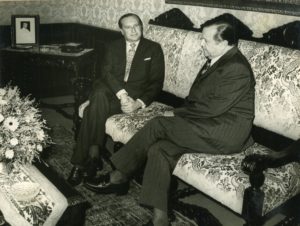 1973. Julio, 23. Visita del presidente de Colombia, Misael Pastrana Borrero, en la residencia presidencial La Casona, Caracas.