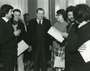 1980. Febrero, 1. Encuentro con los estudiantes de la Universidad de Liverpool.