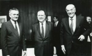 1988. Marzo, 17. Con Celso Furtado y Gabriel Valdés, en Brasil.