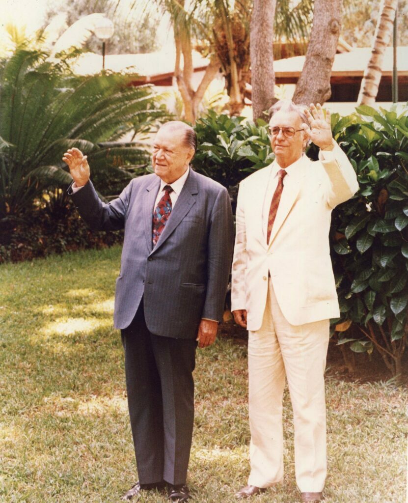 1994. Marzo, 7. Encuentro en La Guzmania, Macuto, con el presidente del Brasil, Itamar Franco.