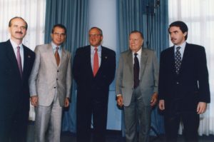1997. Noviembre, 8. En la VII Cumbre Iberoamericana con los presidentes José María Figueres, Ernesto Zedillo, Ernesto Samper y José María Aznar.