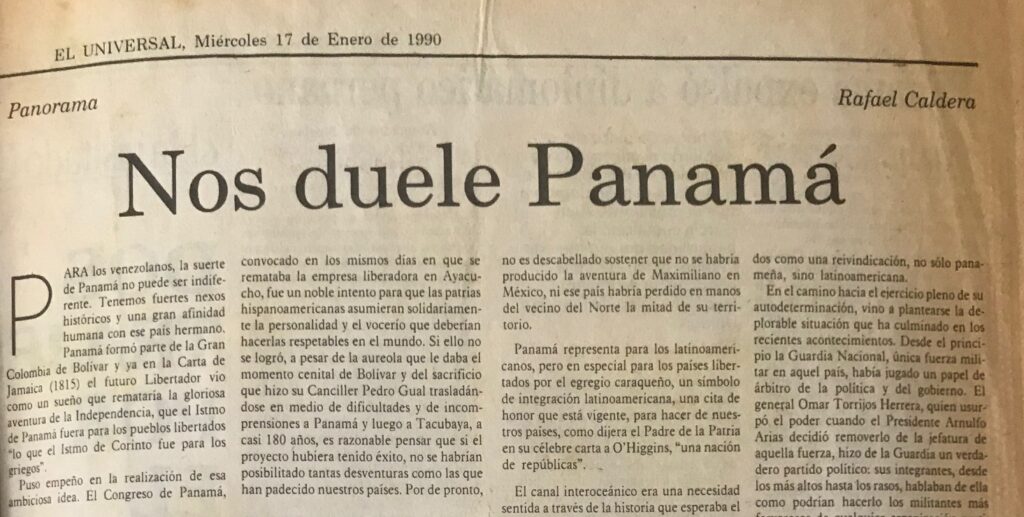 1990. Enero, 17. ALA / El Universal: Nos duele Panamá