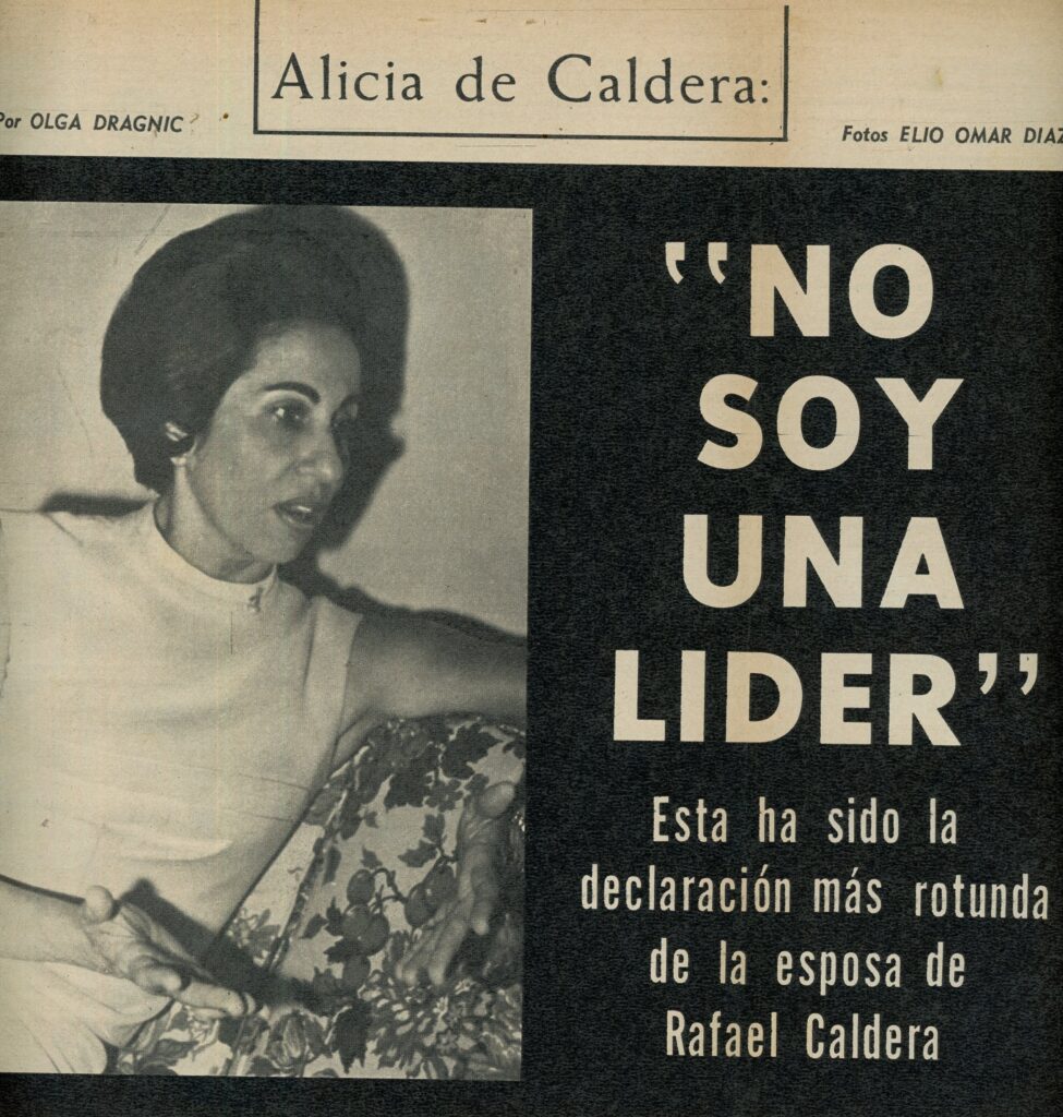 1967. Junio, 13. Reportaje sobre Alicia Pietri de Caldera en «Páginas»