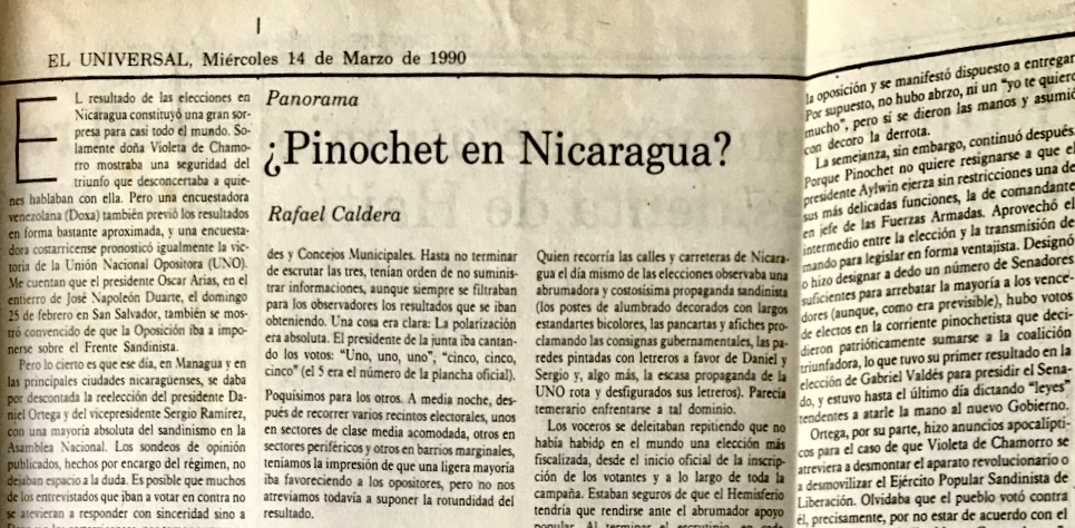 Pinochet en Nicaragua