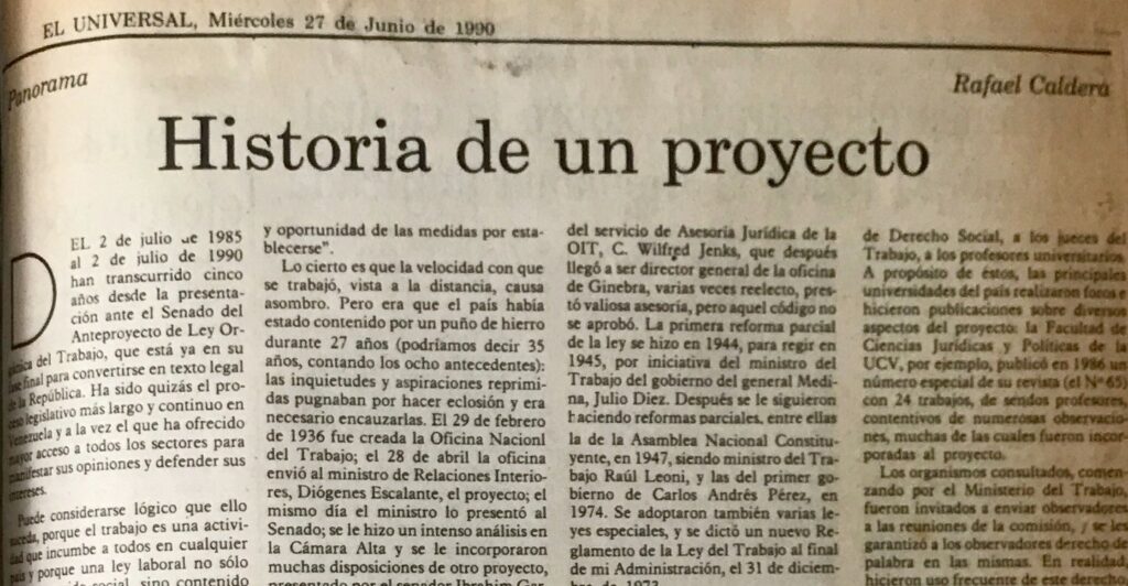 1990. Junio, 27. ALA / El Universal: Historia de un proyecto