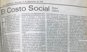 Rafael Caldera - 1990. Septiembre, 19. ALA El Universal El costo social