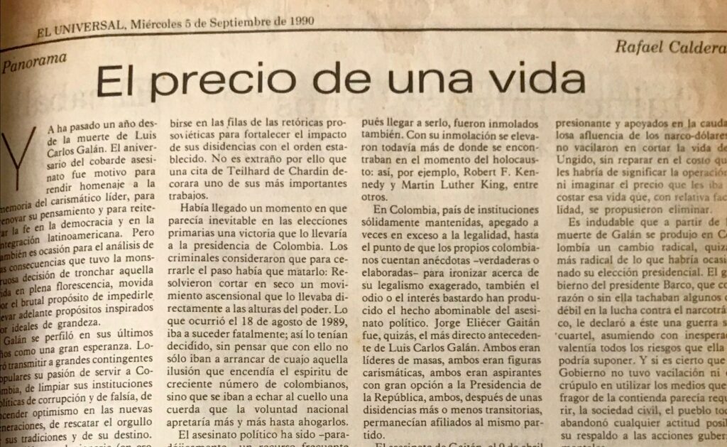 1990. Septiembre, 5. ALA / El Universal: El precio de una vida