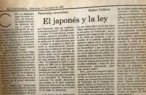Rafael Caldera - 1991. Abril, 17. ALA El Universal El japonés y la ley