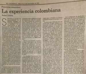 Rafael Caldera - 1991 Noviembre 6 ALA El Universal La experiencia colombiana