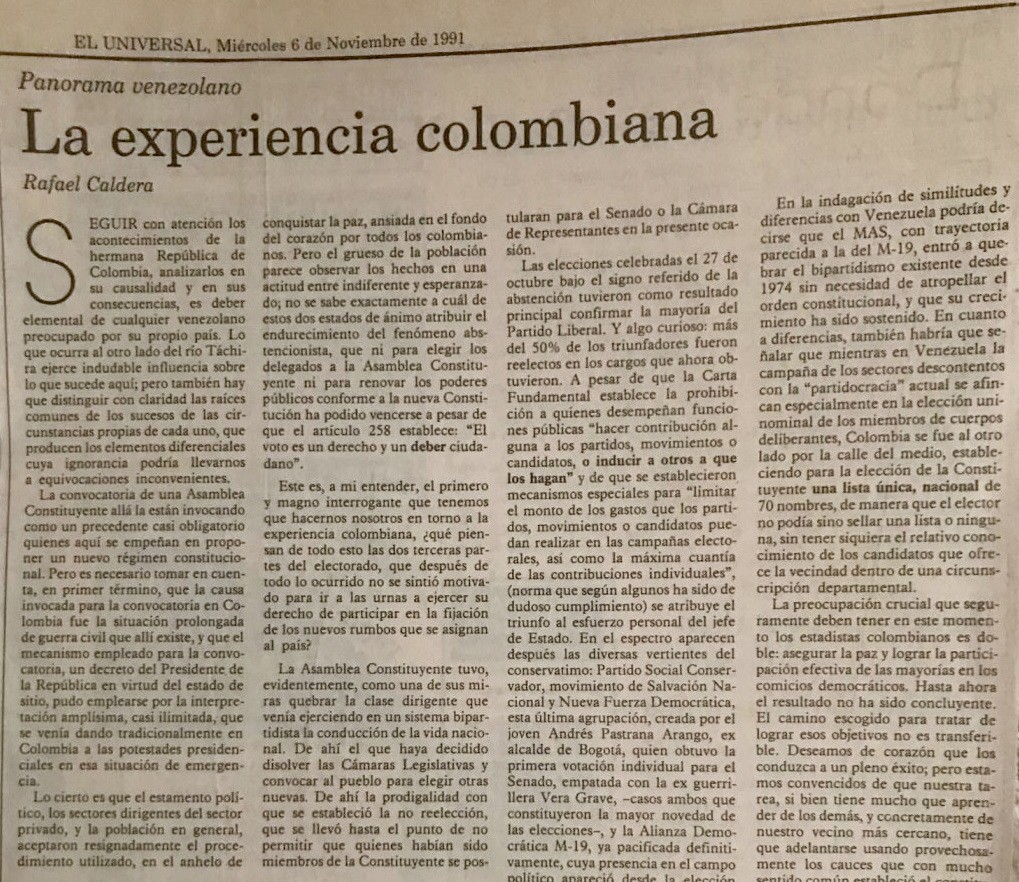Artículo La experiencia colombiana