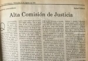 Rafael Caldera - 1991. Agosto, 14. ALA El Universal Alta Comisión de Justicia
