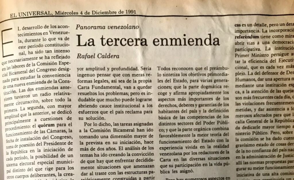 1991. Diciembre, 4. ALA / El Universal: La tercera enmienda