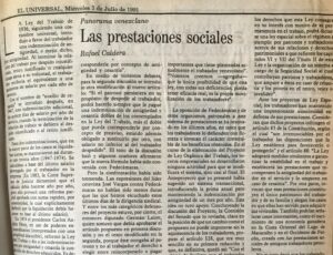 Rafael Caldera - 1991. Julio, 3. ALA El Universal Las prestaciones sociales