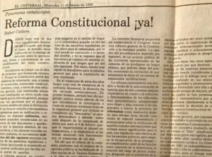 Rafael Caldera - 1992. Marzo, 11. ALA El Universal Reforma constitucional ¡Ya!