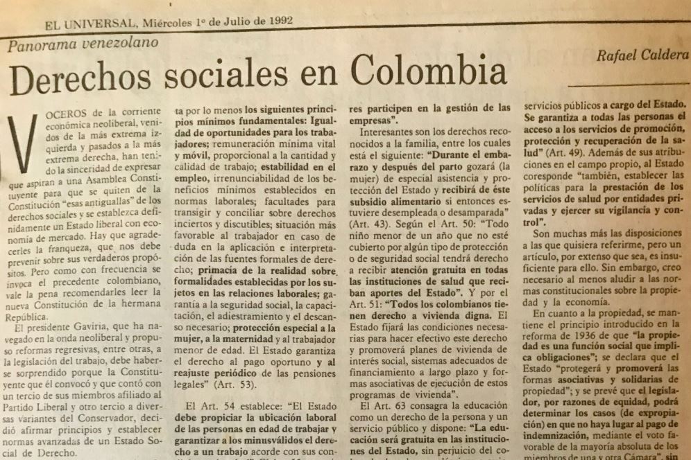 Artículo Derechos sociales en Colombia