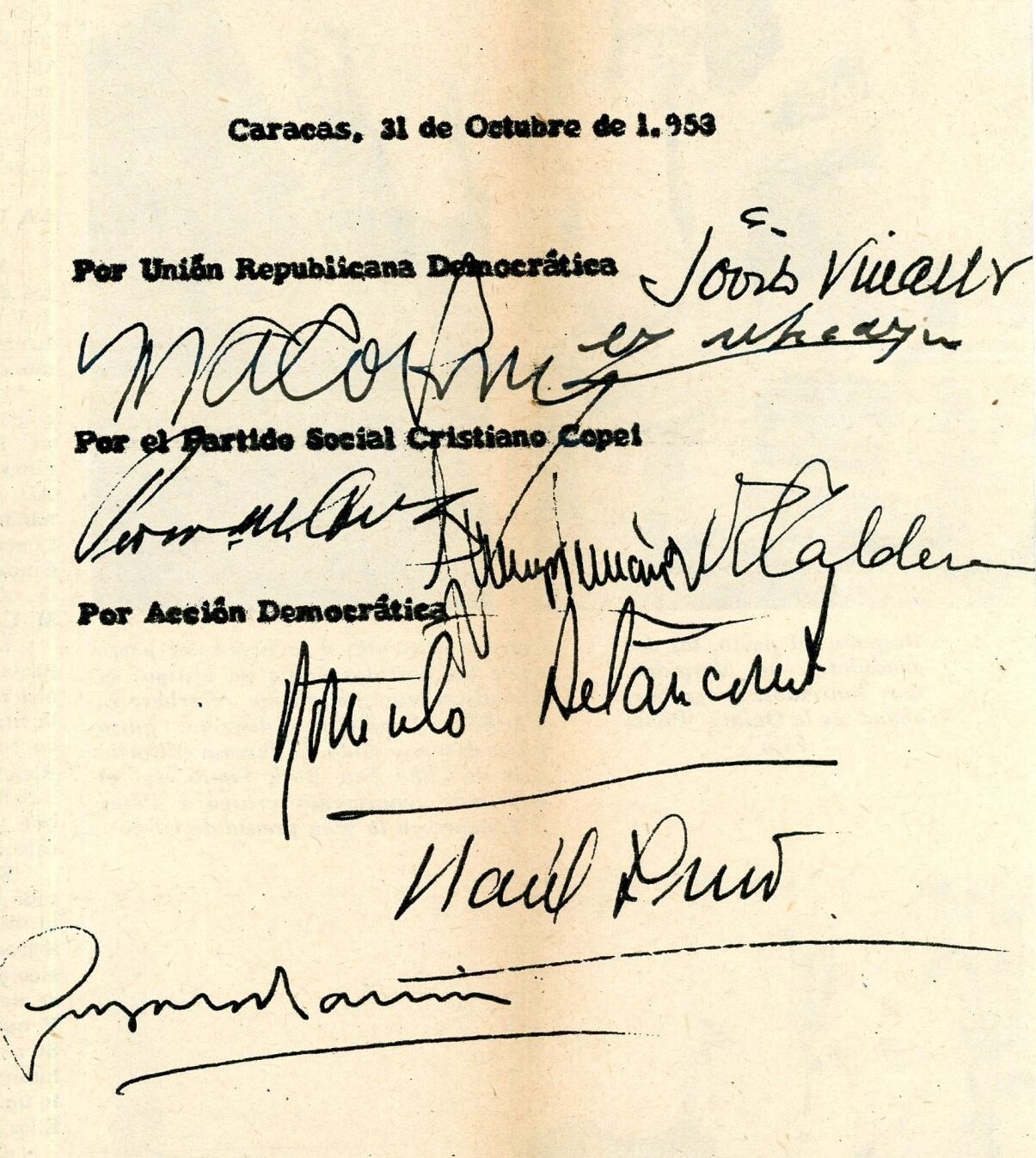 1959. Noviembre, 5. Debemos volver a la interpretación justa y cabal del Pacto de Puntofijo