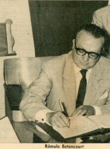 Pacto de Puntofijo. Firma Rómulo Betancourt. Revista Elite # 1.728 del 8 de noviembre de 1958.