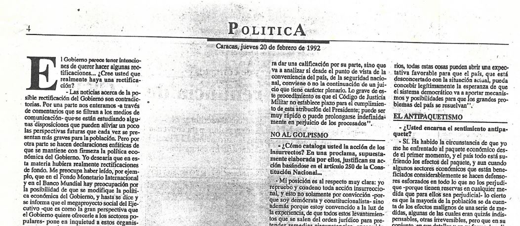 1992. Febrero, 20. Yo encarno el sentimiento anti-paquete