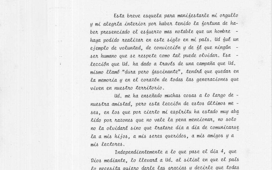 1983. Noviembre, 1. Carta de Rubén Osorio Canales a Rafael Caldera