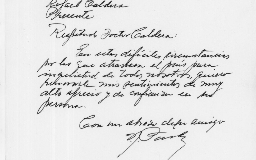 1984. Junio, 10. Carta de Isaac J. Pardo a Rafael Caldera