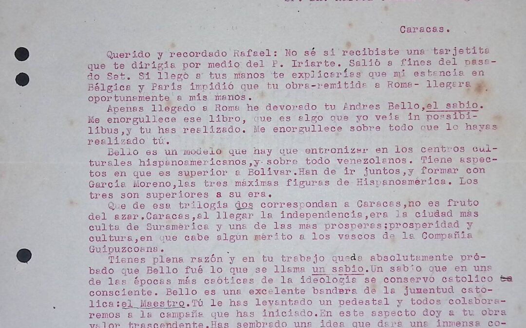 1935. Octubre, 22. Carta de Manuel Aguirre Elorriaga, S.J., a Rafael Caldera