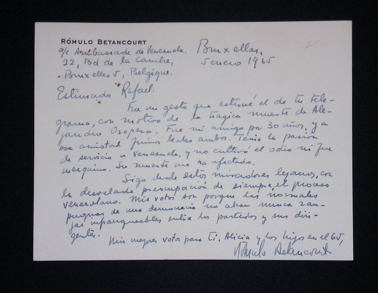 1965. Enero, 5. Carta de Rómulo Betancourt a Rafael Caldera - Rafael ...