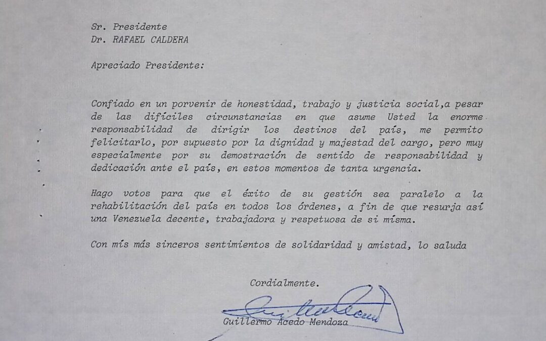 1994. Febrero, 3. Carta de Guillermo Acedo Mendoza