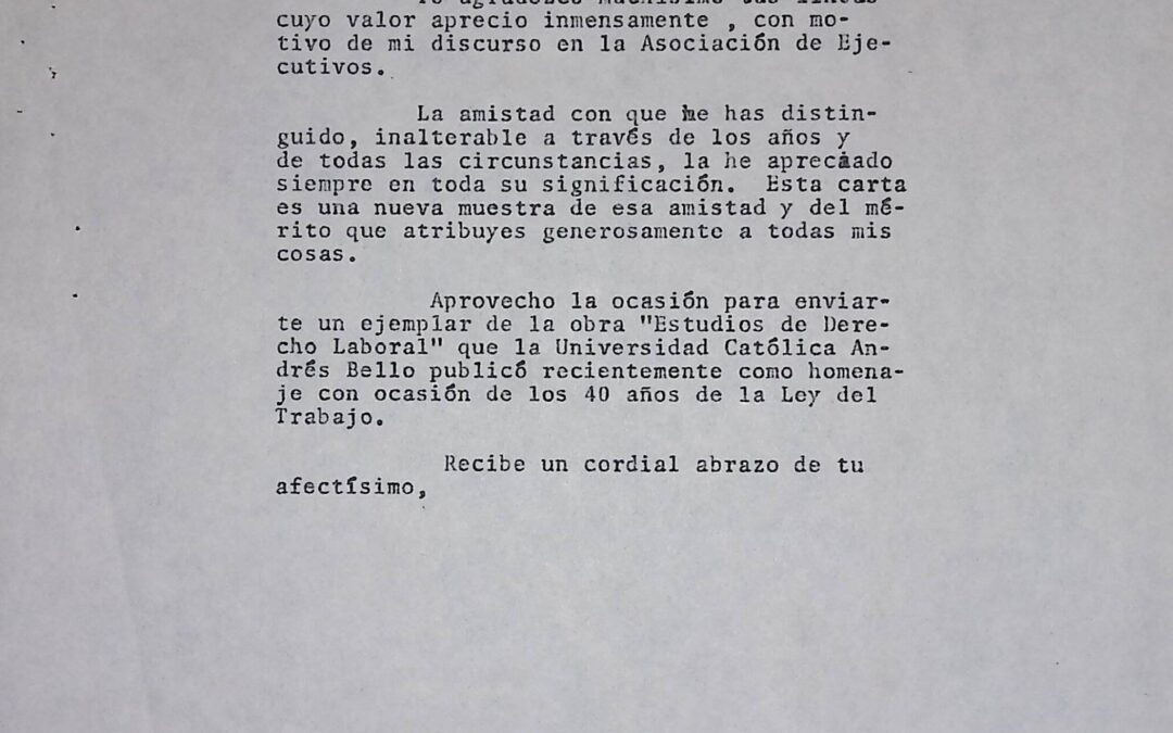 1978. Marzo, 9. Carta de Rafael Caldera a Manuel Acedo Mendoza