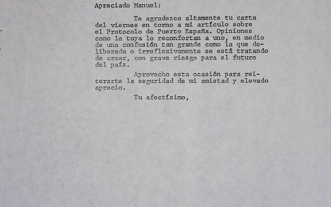 1981. Junio. Carta de Rafael Caldera a Manuel Acedo Mendoza