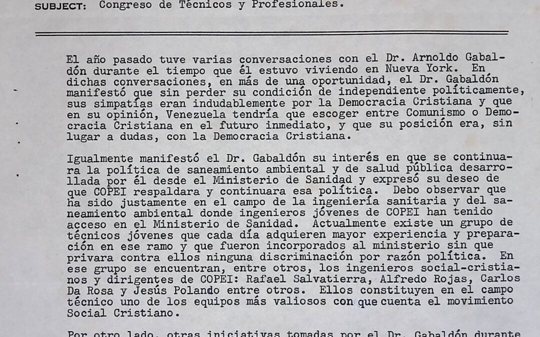 1965. Abril, 23. Memorándum de Valmore Acevedo Amaya