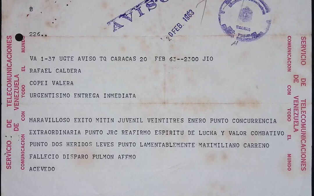 1963. Febrero, 20. Telegrama de Enrique Acevedo Berti