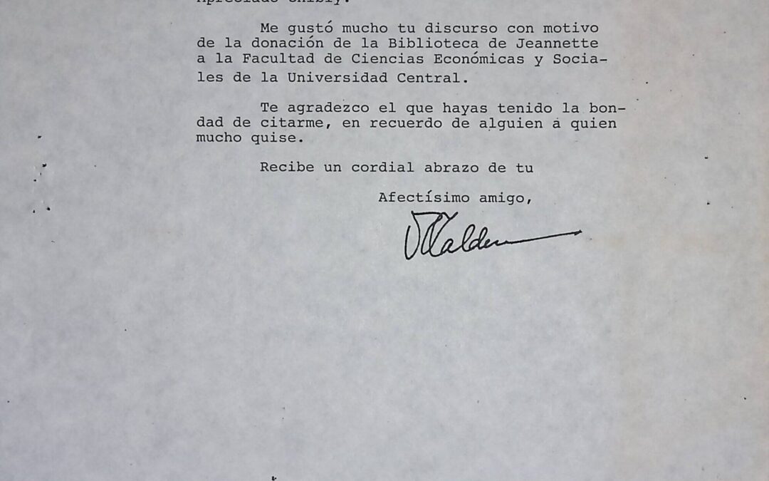 Abouhamad Hobaica, Chibly – 1992. Enero, 9 – Felicitación de RC por su discurso en donación biblioteca de Jeannette a la UCV