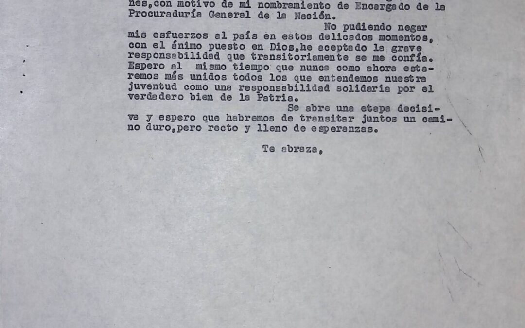 Escovar Salom, Ramón – 1945. Octubre, 28. Respuesta a la esquela de felicitación del 27 de octubre