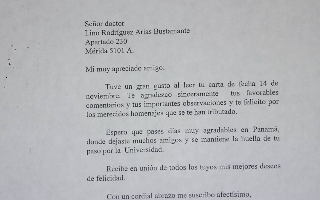 Rodríguez-Arias Bustamante, Lino – 1996. Noviembre, 26. Esquela de RC agradeciendo el mensaje del 14 de ese mismo mes