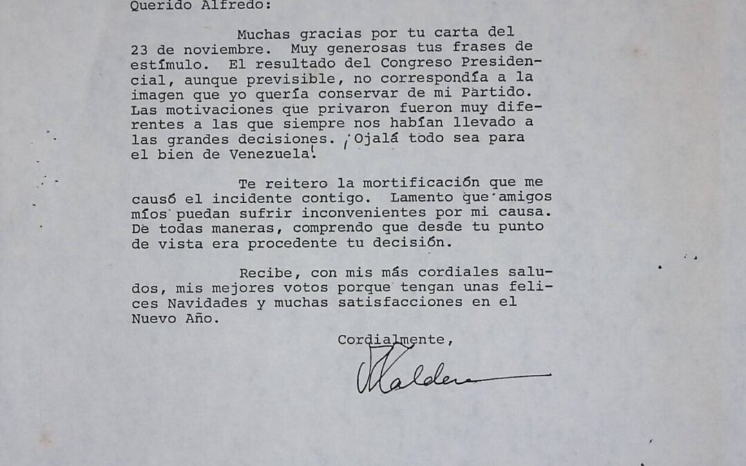 Baldó Casanova, Alfredo – 1987. Diciembre, 8. Agradecimiento de RC por la esquela del 23 de noviembre